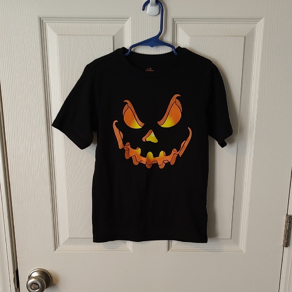Black Halloween Pumpkin Face T-Shirt